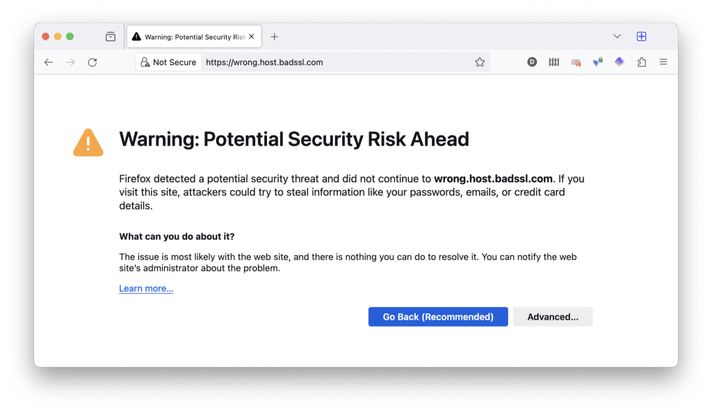 Firefox Warning: Potential Security Risk Ahead
