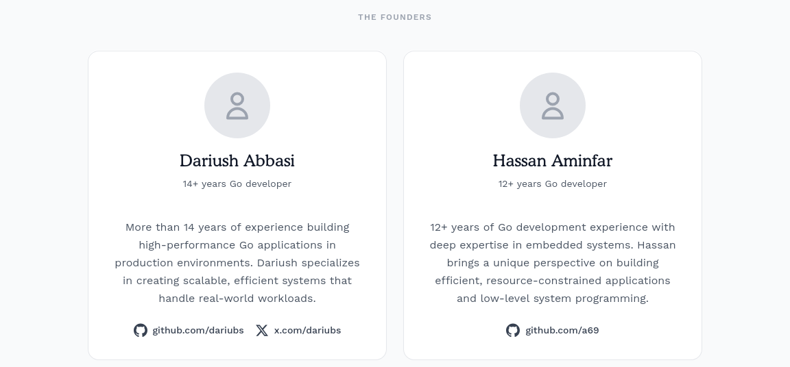 screenshot of the about page of golang.college