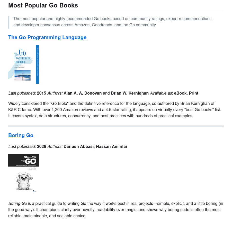 The Go Programming Language, right above Boring Go